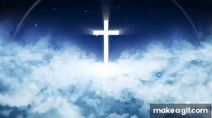 Holy Light Cross || Pathway to Heaven || Clouds in the Night Sky || Cross Video Background Loop on Make a GIF