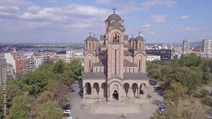 Beautiful static still postcard shot of St Mark Church in Belgrade, summer day