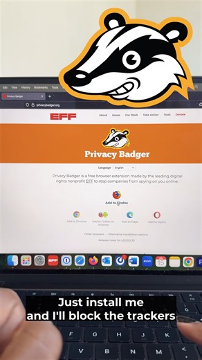 Online behavioral advertising has made surveillance the business model of the internet. By automatically blocking their trackers, Privacy Badger makes it harder for Big Tech companies to profit from your personal information. You can download Privacy Badger for your desktop at www.privacybadger.org. | Electronic Frontier Foundation (EFF)