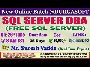 SQL SERVER DBA Online Training @ DURGASOFT