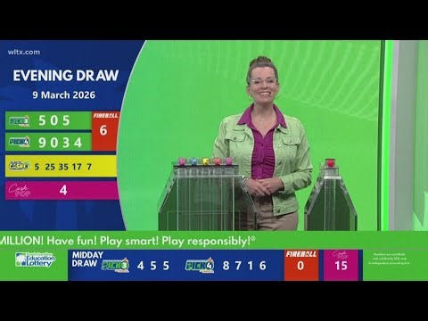 Evening SC winning lottery numbers for March 9, 2026