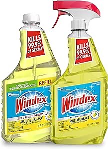 Windex Disinfectant Cleaner - Multisurface Spray Bundle, Includes a 23 fl oz Spray and a 32 fl oz Refill, works on Kitchen and Bathroom Counters and more, Citrus Fresh Scent