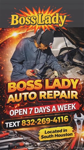 Boss Lady Auto Repair 🛠🧰🗜🔩💪🏾🚘 on Instagram: "Come see the Boss Lady Text 832-269-4116 for quote and services. I am located on the South Side of Houston near Old Spanish Trail outside the Orielly fast service honest work and i do refer any work that I'm unable to do because I don't have the knowledge. Starting as early as 7am unless anything changes close as late as 8pm or later depending on the job #femalemechanic #instagram #share #share #car"