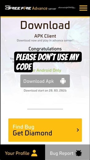 FF advance server # activation code