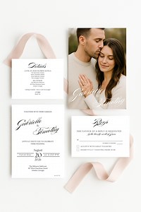 Elegant Double Sided Photo Wedding Invitation Suite, Formal Script Canva Template, Classic RSVP, Details Card & Photo Insert, Printable, DIY - Etsy