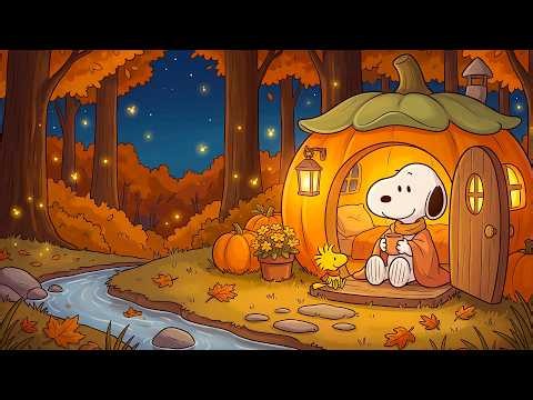 🎃 Snoopy’s Cozy Halloween Pumpkin Cottage 🍂 Warm Jazz for Study, Focus & Relax