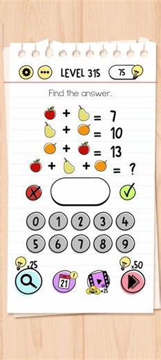 Brain Test Level 315: Find the answer 🍎🍐🍊 #shorts