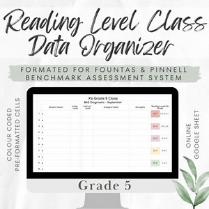 Reading Level Class Data Organizer - Gr. 5