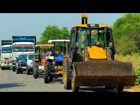 Jcb 3dx loading Mud in TATA Tippers Tractors Swaraj 855F New Holland 3630 Tractor newjcb Thar Truck