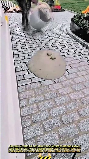 Daily worker process of filling slurry grout for perfect patio build #satisfying #shorts