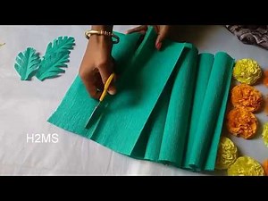 DIY craper paper leaves making,how to make simple crepe paper leaves,paper craft ideas