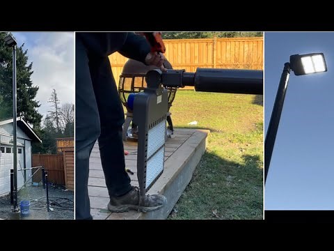 Installing a LED light pole part 3 (lifting the pole, Installing LED head, lighting control)