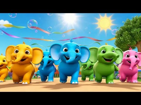 Rainbow Parade Elephants 🐘🌈 | Colorful Animal Adventure Songs for Kids 🎶