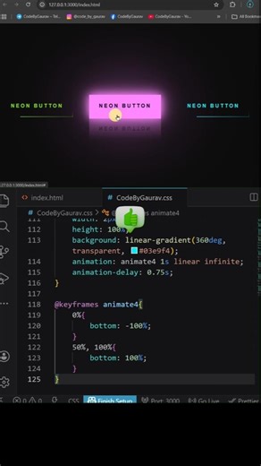 Glowing Neon Button 🔥 | HTML CSS Animation #webdevelopment #webdesign #coding