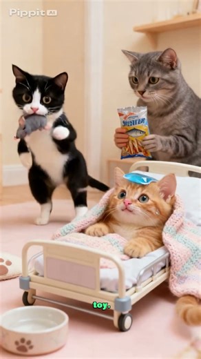 “Sick Kitty Gets a Surprise Visit From Friends 😿❤️ | Heartwarming Cat Story”