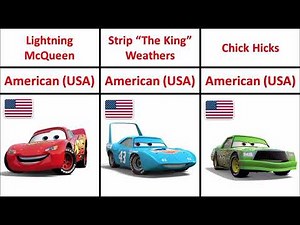 List Cars Movie Characters by Nationality: Racers vs. Regular Cars (Cars 1, 2, and 3).