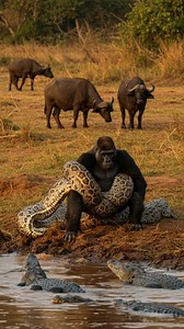 Python VS Gorilla #wildlife #animals #wildanimals #documentary | Chhoy KimHouy