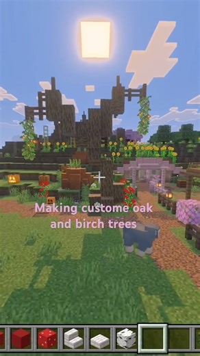 Making custom oak and birch trees #minecraft #letsplay #minecraftcottagecore #minecraftbedrock