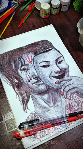 pen drawing Krishna ji art Mahabharat 😱😲#shorts #ytshorts #viralvideo