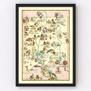 New Mexico Map 1935 - Old Map of New Mexico Art Vintage Print Framed Wall Art Canvas Portrait NM History Genealogy Farmhouse Décor - Etsy
