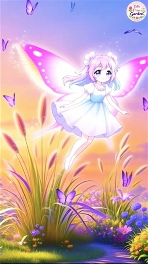 Cute Anime Flower Girl with Butterfly Wings 🌼🦋✨