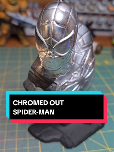 Decided to.paint Spider-Man in the classic metallic armor. Used Liquid Chrome by Molotow. Definitely a pretty cool turn out but, really really need to clean your airbrush afterwards. It's alcohol based so it's trickier to clean. #paintersoftiktok #tipsandtrick