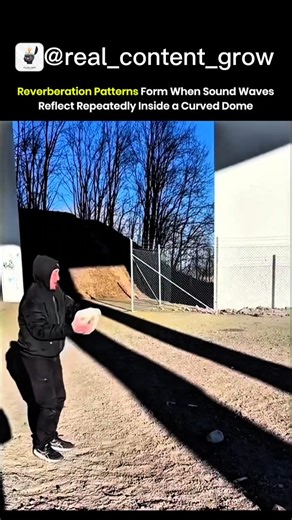 real content on Instagram: "Reverberation forms when sound waves reflect off curved dome surfaces and follow many paths before fading. Curved geometry directs energy back toward the interior and increases decay time. Hard surfaces raise reflection strength and extend wave persistence. Absorbent materials lower reverberation by reducing returning energy. Larger domes create longer decay because waves travel farther. Surface irregularities scatter sound paths and prevent strong focal reflections. 