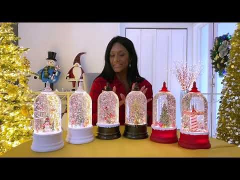 Winter Lane Snow Globe with Rotating Figure