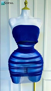 Trendy Blue Mesh Bodycon Dress | Modern Stylish Ladies Outfit | Nofal Designer