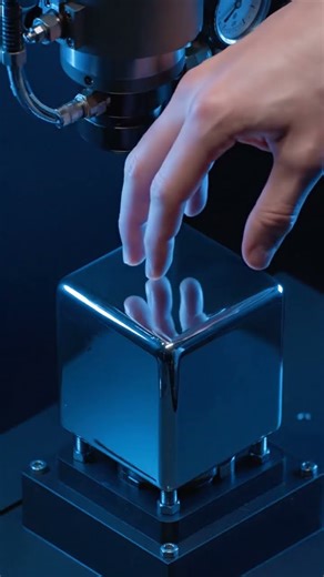 sinking hand into a solid liquid