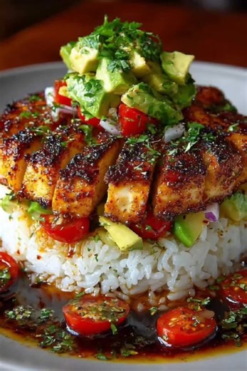 🍯🍋 Honey Lime Chicken & Avocado Rice Stack This honey lime chicken stack is bright, juicy, and layered with flavor — tender glazed chicken, fluffy rice, creamy avocado, and fresh veggies all stacked into one satisfying, feel-good meal. It’s colorful, fresh, and perfect for content that stops the scroll with clean layers and vibrant textures. ⏱ Prep: 20 minutes | Cook: 15 minutes | Total: 35 minutes 🍴 Serves: 4 Ingredients 1 lb boneless, skinless chicken breast 2 tbsp olive oil 2 tbsp honey Ju