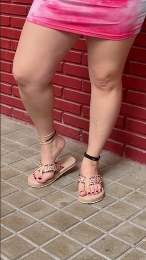 Floral Flip Flops with a Pink Dress