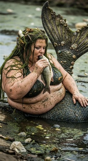 Wild Mermaid Catches a Fish in Amazing Underwater Scene