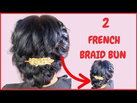 Two French Braid Bun Hair Tutorial