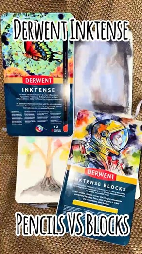 Derwent Inktense - Pencils vs Blocks #shortsfeed #comparison #art