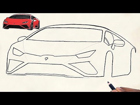 Lamborghini Huracán Car drawing - Easy Tutorial