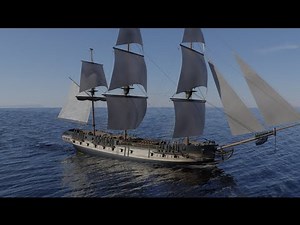 Dynamic display of the three-masted sail frigate Endeavour