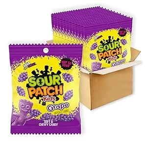 SOUR PATCH KIDS Grape Soft and Chewy Candy, 5.06 Ounce (Pack of 12)