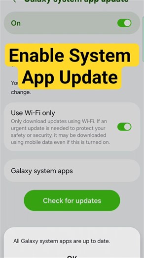 Enable System App Update On Samsung Mobile. #shorts #viral