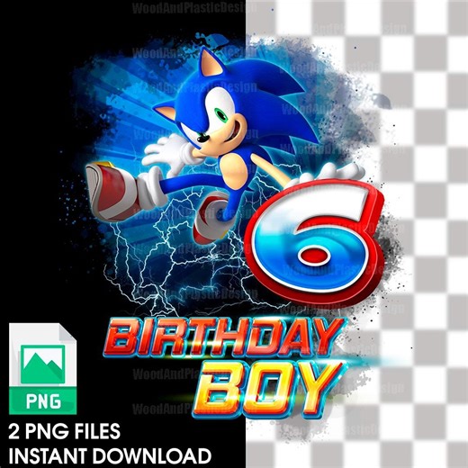 Sonic Birthday Boy 6th PNG | Birthday Design | Digital Download PNG | High Quality PNG - Etsy