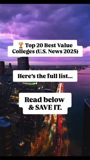 According to U.S. News Best Colleges 2025, the “Best Value” schools are ranked by two things: • Academic quality (top half of their category) • Net cost for out-of-state students after average financial aid 📊 High-quality programs lower costs = the best deal for students. 1. Princeton University – Princeton, NJ 2. Harvard University – Cambridge, MA 3. Massachusetts Institute of Technology (MIT) – Cambridge, MA 4. Stanford University – Stanford, CA 5. Yale University – New Haven, CT 6. Rice Univ