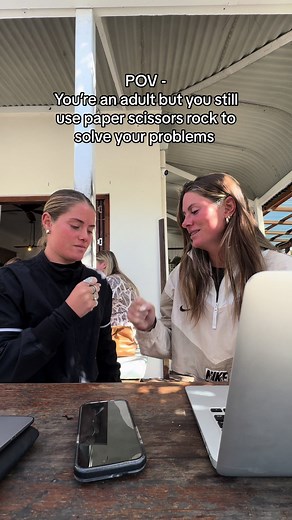 Solving world problems one paper scissors rock at a time #paper #scissors #rock #girls #adult #sisters #decision #problem #growup #fyp @holdavey @Steph Davey