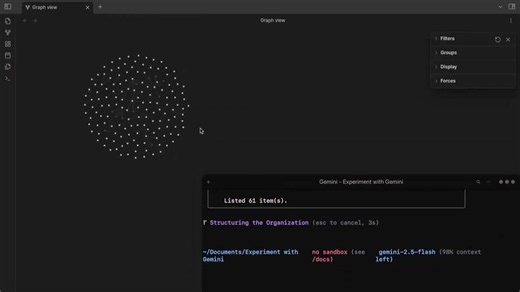 THIS DEVELOPER BUILT AN AI AGENT THAT CONNECTED 500+ NOTES INTO A LIVING KNOWLEDGE GRAPH IN 10 MINUTESat the start hundreds of isolated white dots - every note a separate node with zero connectionsthe agent scans every markdown file, reads the content and moves it to the right folder - Math, Computer Science, Tools, General Notes - entire knowledge base classified in secondsthen it opens every file, runs semantic analysis and finds connections between ideas - wikilinks inserted directly into mar