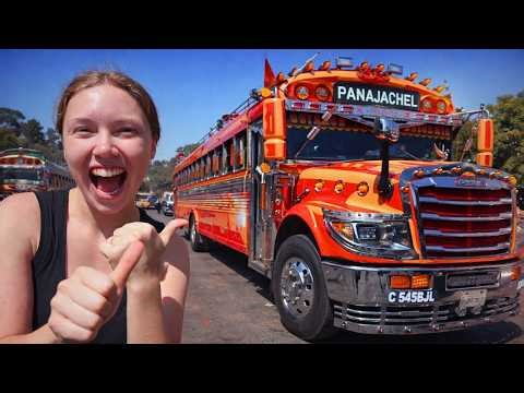 Riding a CHICKEN BUS in GUATEMALA?! Xela to Lake Atitlan