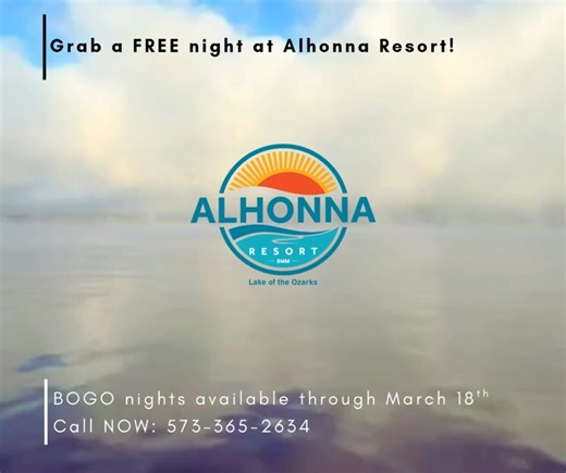 Winter doesn’t mean the lake shuts down. It means quieter mornings, open water, empty docks, and room to breathe. Right now at Alhonna Resort, when you book a stay, your second night is on us. That means more time to fish, relax, explore, or do absolutely nothing — without paying for it. BOGO nights available now through March 18. This is the perfect time to plan a late winter or early spring escape to the lake. Call now: 573-365-2634 #AlhonnaResort #LakeoftheOzarks #BOGOnights #LakeLife #Missou