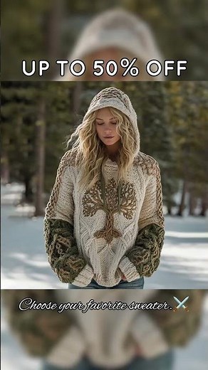 Men's Viking Celtic Art Cozy Fur Collar Knit Hooded Sweater Jacket