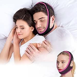 Anti-Snoring Chin Strap, Adjustable, Breathable and Comfortable Sleeping Anti-Snoring Chin Strap, Effective in Reducing Snoring, Ideal for CPAP Users (Pink)