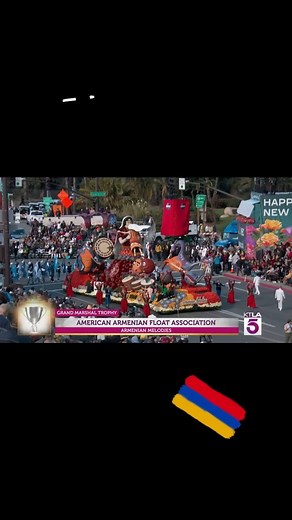 Live on @ktla5news - coverage of the #armenianmelodies float! The float took home the Grand Marshall award for the most outstanding creative concept and float design! Hip hip hooray! 🎉 | American Armenian Rose Float Association, Inc.