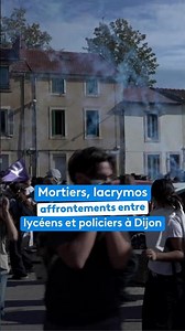 Clashes between high school students and police in front of the Castel high school in Dijon