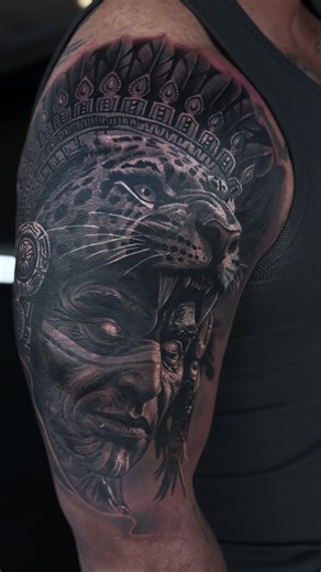 Aztec-Inspired Warrior Tattoo: A Meaningful Cover-Up